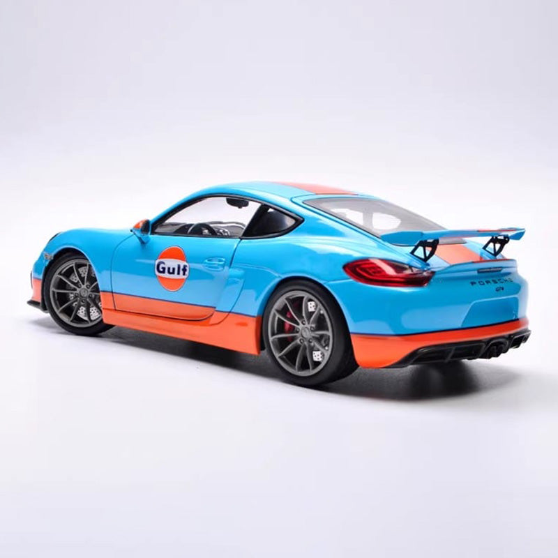 Schuco 1:18 Porsche Cayman GT4 – Gulf Edition Alloy Model