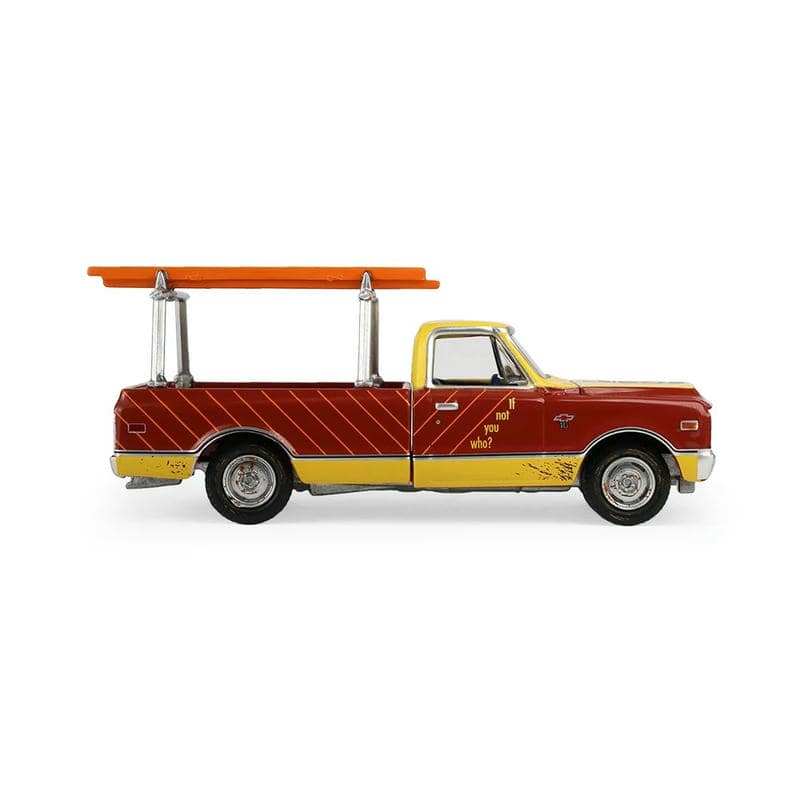 GreenLight 1:64 Chevrolet C-10 Pickup with Ladder Rack Warning Edition Diecast Model