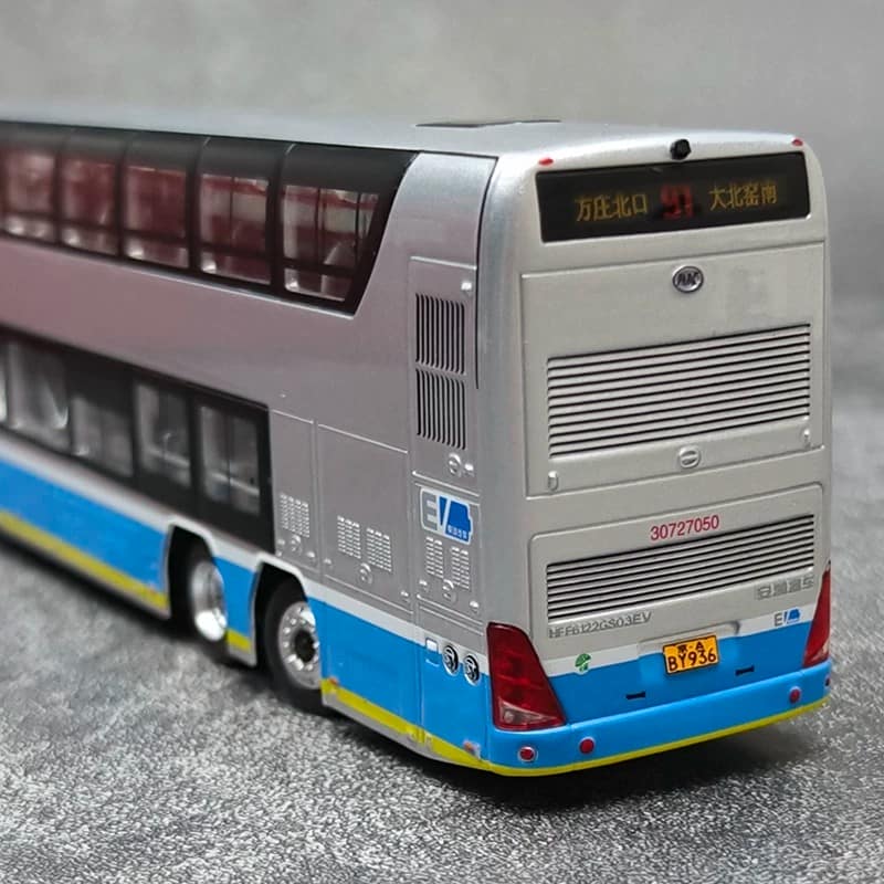 1:64 Beijing Bus Route 91 Ankai Double-Decker Electric Bus Diecast Model