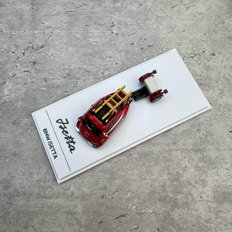 AR Box 1:64 BMW Isetta Fire Truck Set Red Diecast Model
