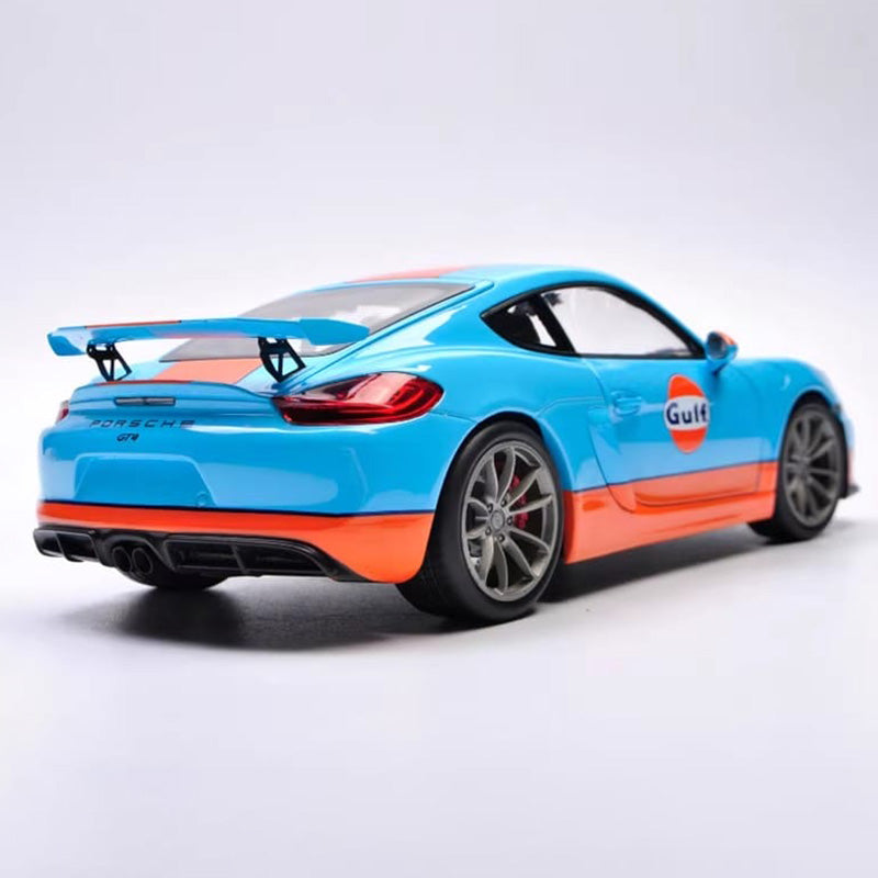 Schuco 1:18 Porsche Cayman GT4 – Gulf Edition Alloy Model