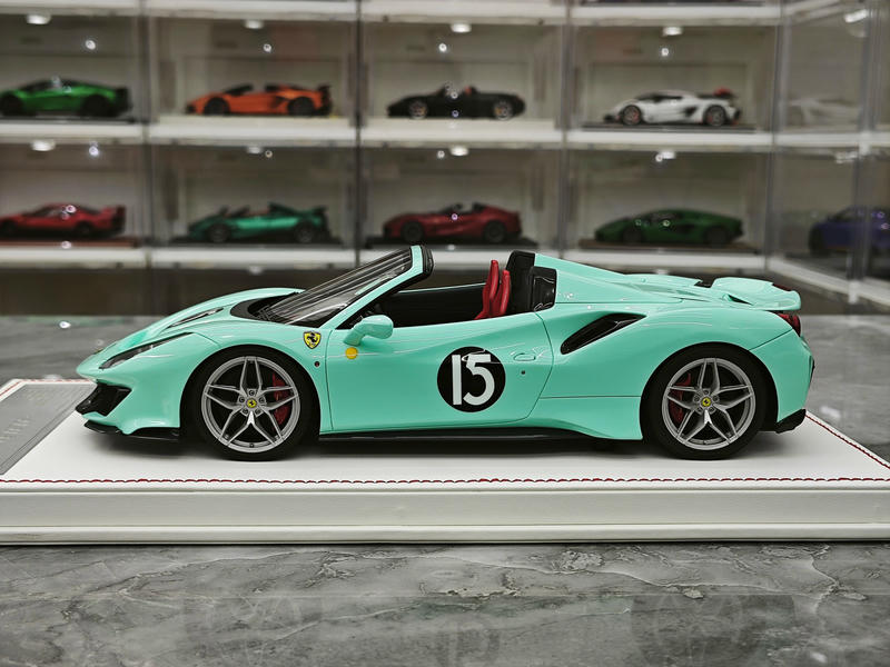 Dino Model 1:18 Ferrari 488 Pista Spider Resin Model – Tiffany Blue