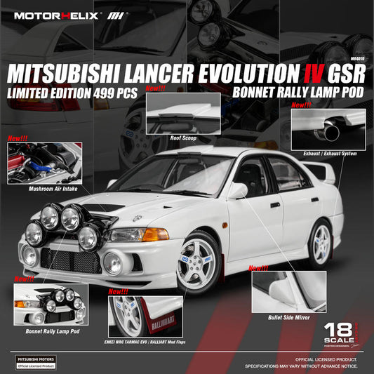 MotorHelix 1:18 Mitsubishi Lancer Evolution IV GSR Diecast Model