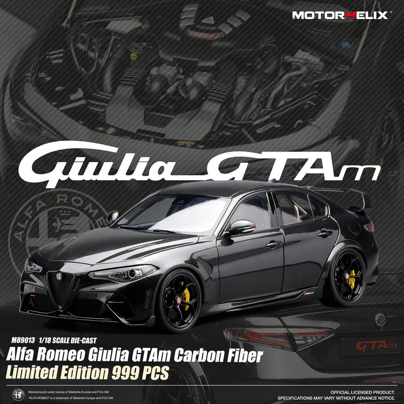 MotorHelix 1:18 Alfa Romeo GTAM Diecast Car — Carbon-Edition