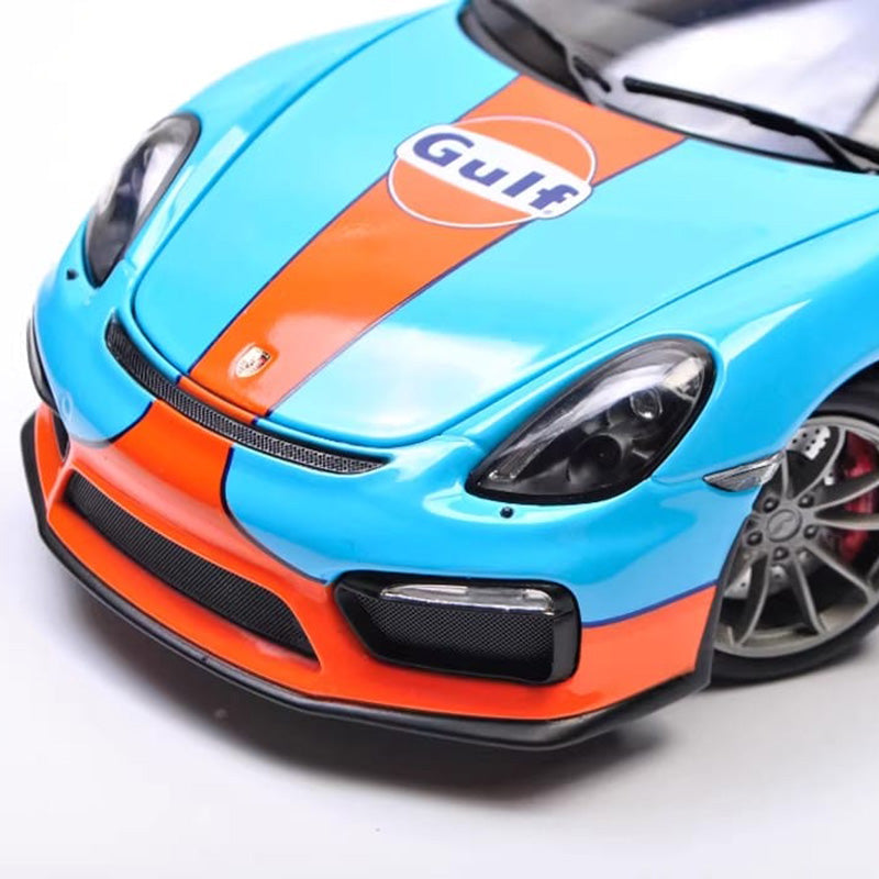 Schuco 1:18 Porsche Cayman GT4 – Gulf Edition Alloy Model