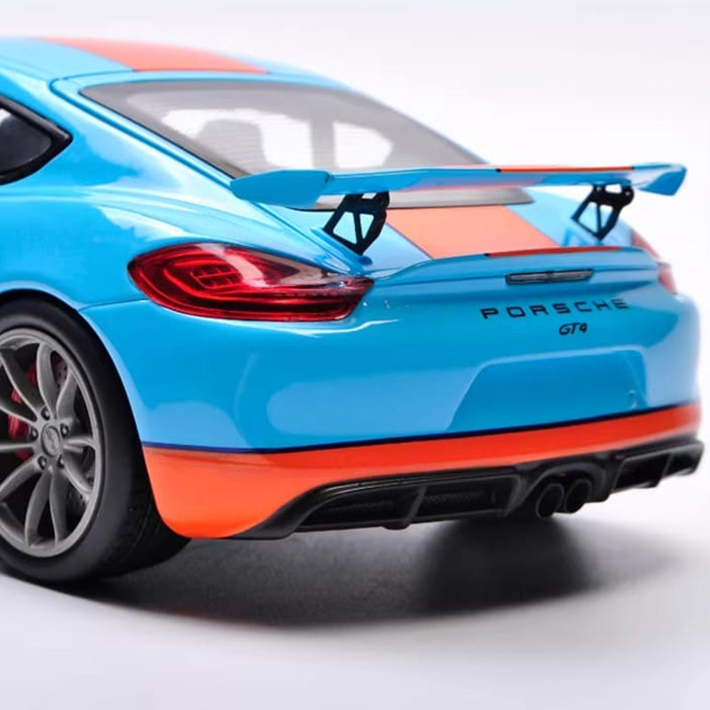 Schuco 1:18 Porsche Cayman GT4 – Gulf Edition Alloy Model
