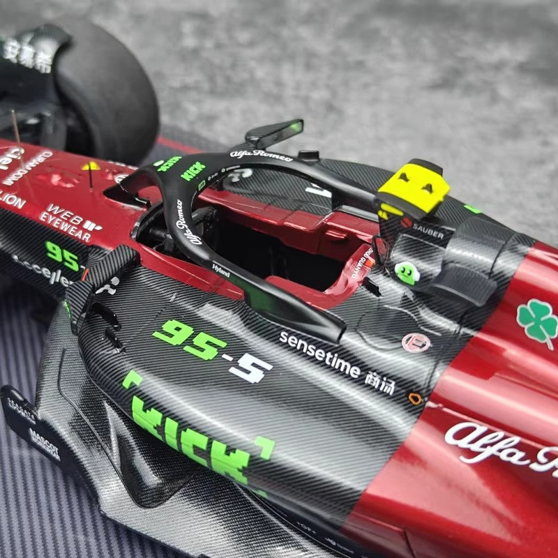 Alfa Romeo F1 C43 – #24 Zhou Guanyu Belgium GP Edition 1:18 Scale Model by Kilo NZG (Alloy Shell + Display Base & Cover)