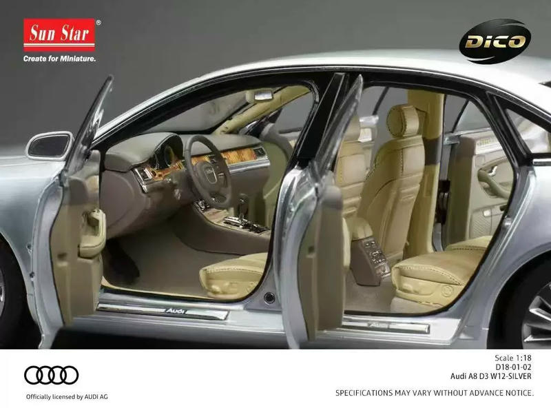 DICO MODEL & Sunstar Audi A8 D3 W12 1:18 Diecast Model Car