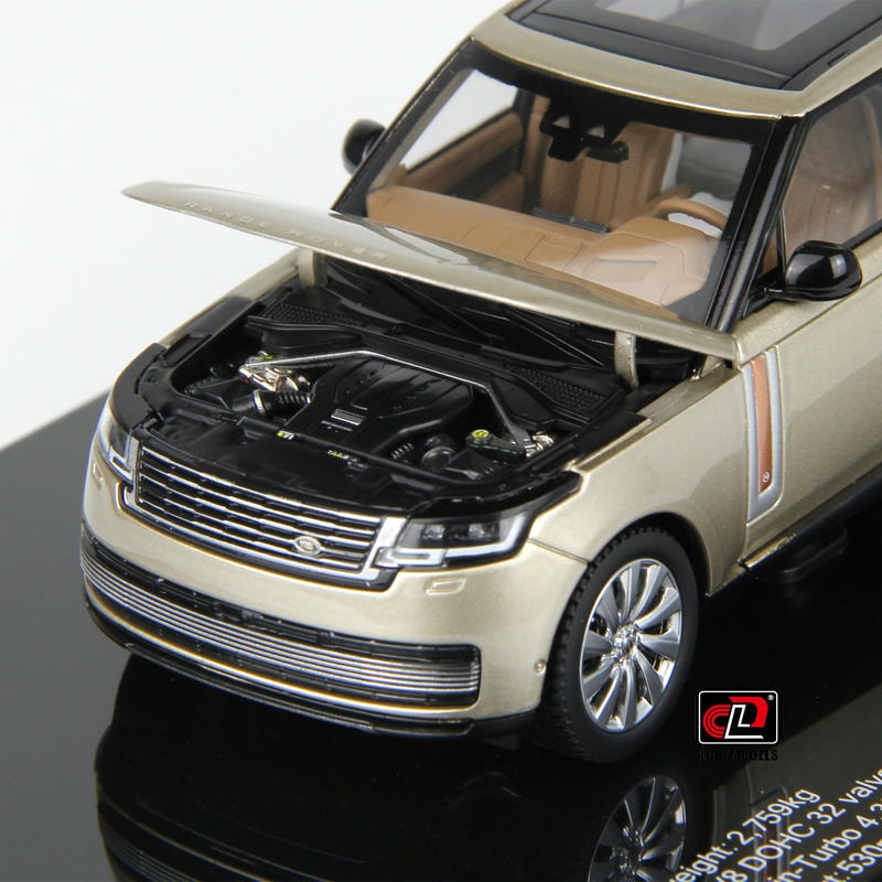 Pre-Order LCD 1:43 Range Rover Gold Alloy Full-Open Model – Acrylic Display & Transparent Sunroof