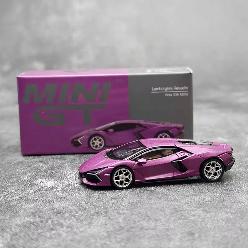 MINI GT 1:64 Lamborghini Revuelto Viola 30th Matte Diecast Model Car