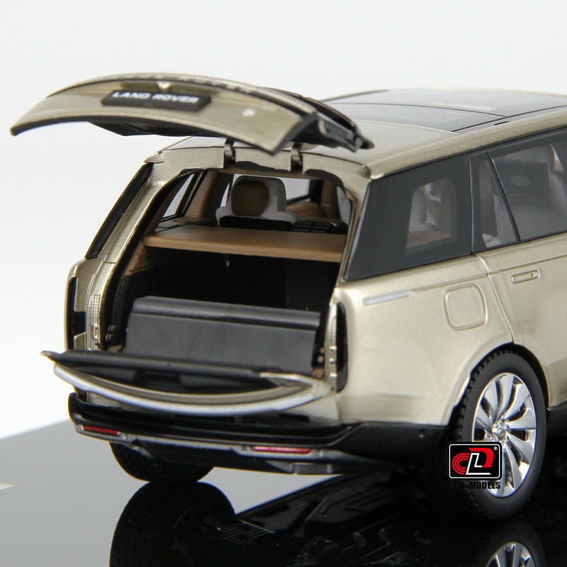 Pre-Order LCD 1:43 Range Rover Gold Alloy Full-Open Model – Acrylic Display & Transparent Sunroof