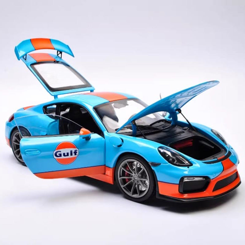 Schuco 1:18 Porsche Cayman GT4 – Gulf Edition Alloy Model