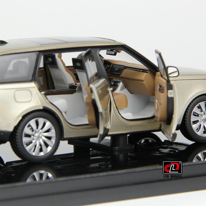 Pre-Order LCD 1:43 Range Rover Gold Alloy Full-Open Model – Acrylic Display & Transparent Sunroof