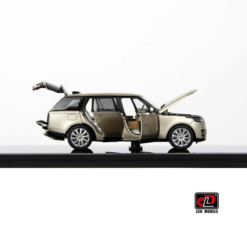 Pre-Order LCD 1:43 Range Rover Gold Alloy Full-Open Model – Acrylic Display & Transparent Sunroof