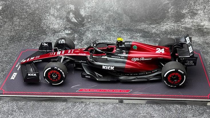 Alfa Romeo F1 C43 – #24 Zhou Guanyu Australia GP Edition 1:18 Scale Model by Kilo NZG (Alloy Shell with Display Base & Cover)
