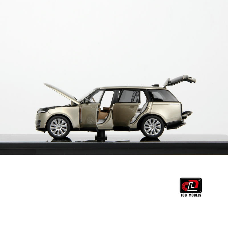 Pre-Order LCD 1:43 Range Rover Gold Alloy Full-Open Model – Acrylic Display & Transparent Sunroof