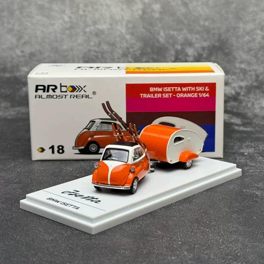 Almost Real 1:64 BMW Isetta Firefighting Camper Trailer Diecast Model – Alloy Collectible Set