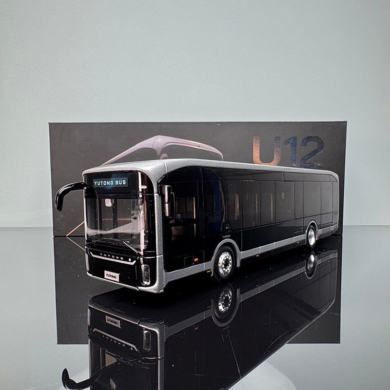Original Yutong Bus Model U12 – 1:42 Diecast Collectible (Black & Silver)