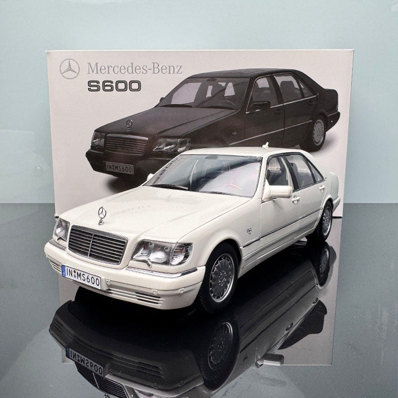 1/18 original 1990 Mercedes-Benz S600 W140 Tiger Head Benz White diecast car model classic car