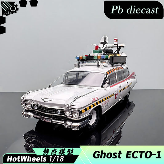 Hot Wheels 1/18 Ghostbusters ECTO-1 Ghost Car Fine Edition – New Ghost Hunter Car Upgraded Version