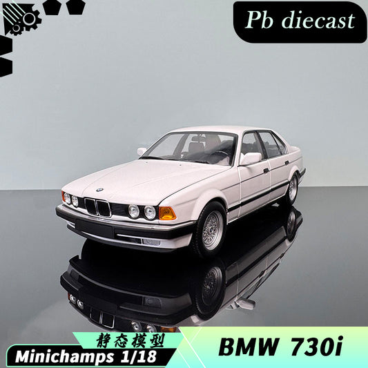 BMW 7 Series 730i (E32) 1986 Diecast Model – 1:18 Scale Classic Collectible by Mini Cut  White