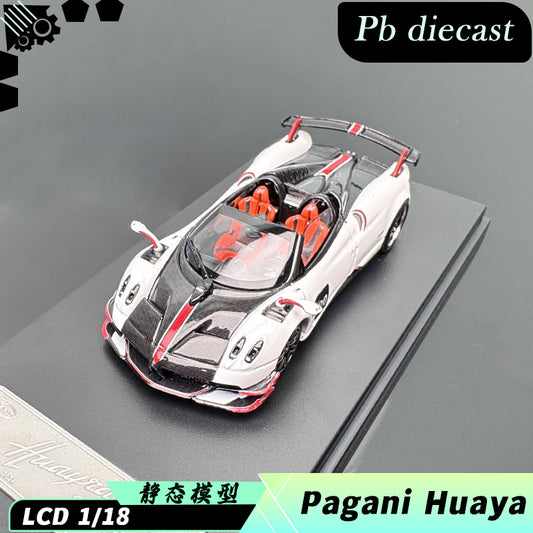 Pagani Huayra BC Convertible Diecast Model – 1:64 Collectible by LCD (White/Silver/Orange)