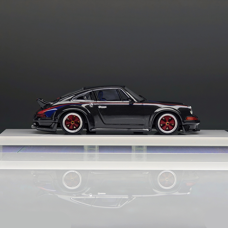 ZINCIT 1:43 Porsche 911 Singer DLS Red &amp; Blue Stripes Full Carbon Diecast Model Car