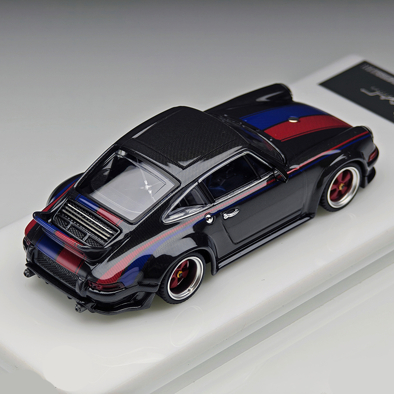 ZINCIT 1:43 Porsche 911 Singer DLS Red &amp; Blue Stripes Full Carbon Diecast Model Car