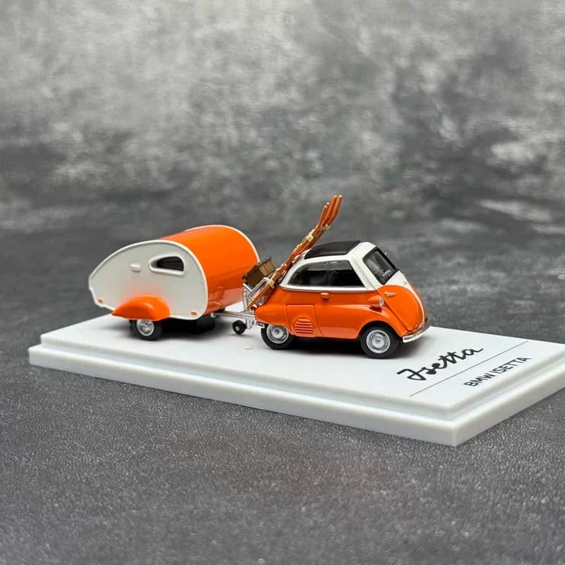 Almost Real 1:64 BMW Isetta Firefighting Camper Trailer Diecast Model – Alloy Collectible Set