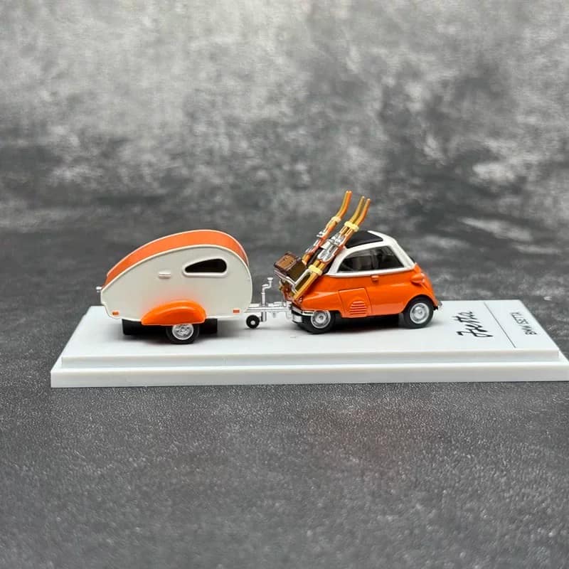 Almost Real 1:64 BMW Isetta Firefighting Camper Trailer Diecast Model – Alloy Collectible Set