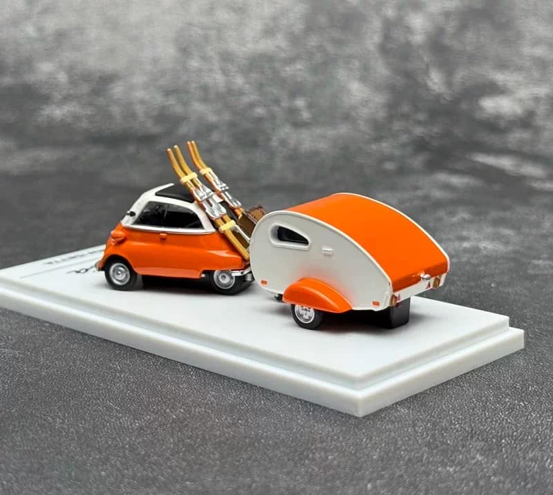 Almost Real 1:64 BMW Isetta Firefighting Camper Trailer Diecast Model – Alloy Collectible Set