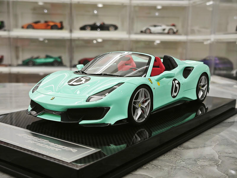 Dino Model 1:18 Ferrari 488 Pista Spider Resin Model – Tiffany Blue