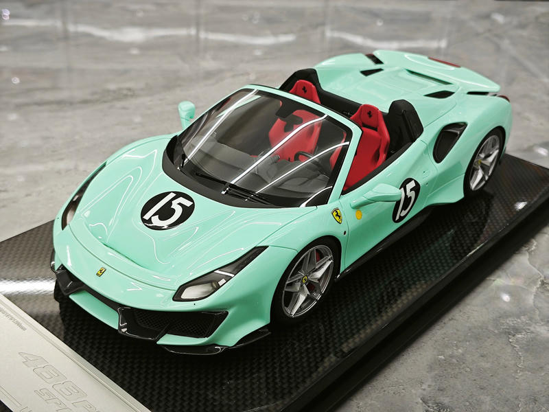 Dino Model 1:18 Ferrari 488 Pista Spider Resin Model – Tiffany Blue
