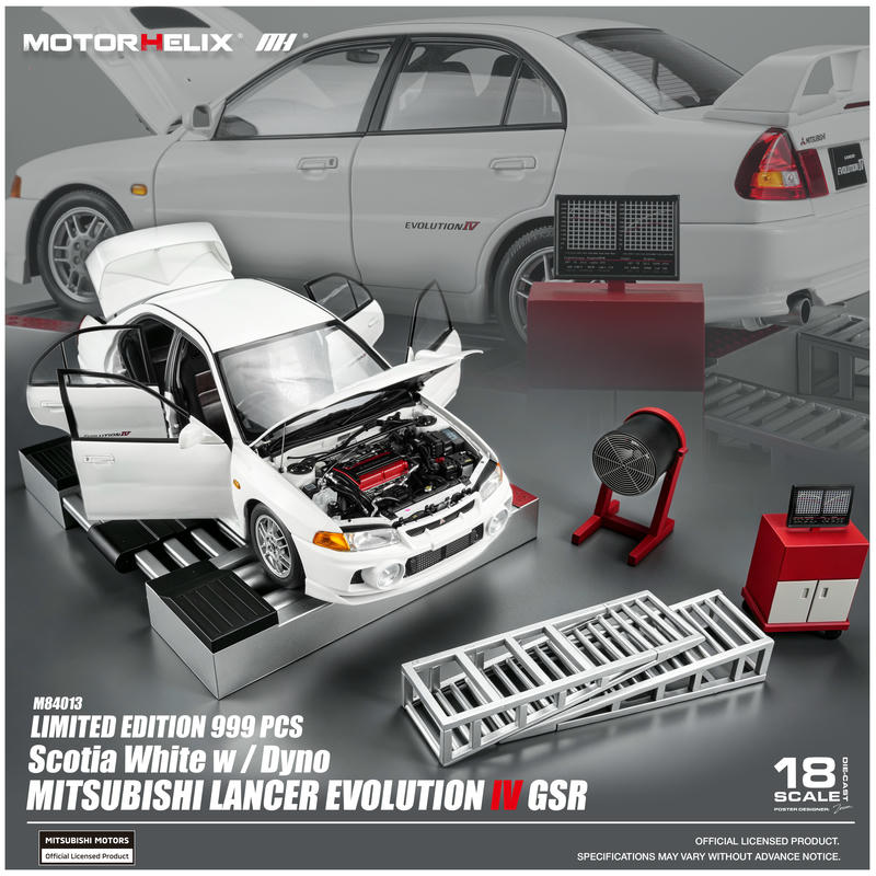 MotorHelix 1:18 Mitsubishi Lancer Evolution IV GSR Diecast Model