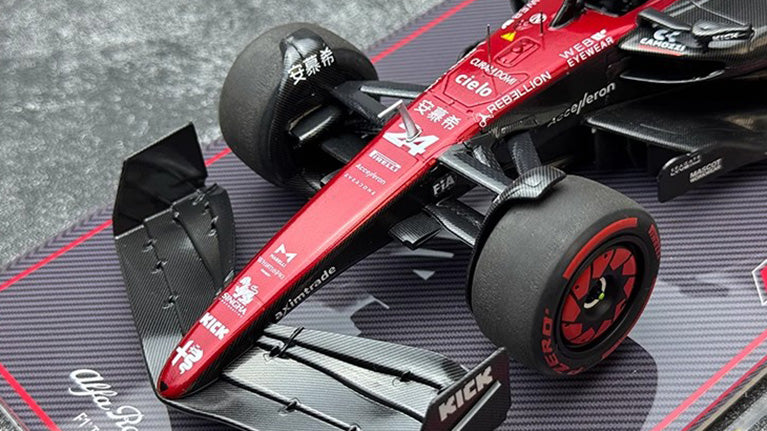 Alfa Romeo F1 C43 – #24 Zhou Guanyu Spain GP Edition&nbsp;1:18 Scale Model by Kilo NZG (Alloy Shell + Display Base & Cover)