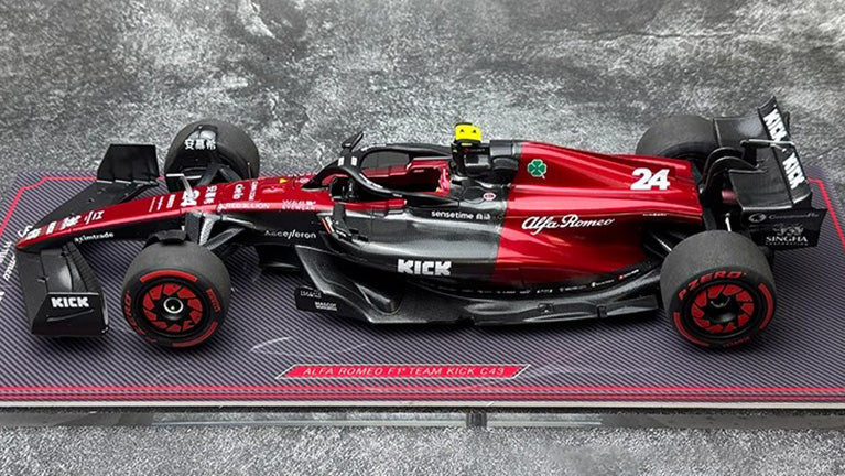 Alfa Romeo F1 C43 – #24 Zhou Guanyu Spain GP Edition&nbsp;1:18 Scale Model by Kilo NZG (Alloy Shell + Display Base & Cover)