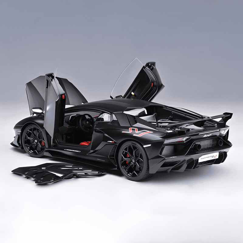 AutoArt Lamborghini Aventador SVJ 1:18 Scale Diecast Model – Diecast Supercar Collection（Black）