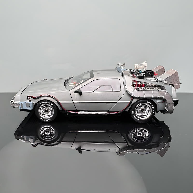 Back to the Future II DeLorean Time Machine –Hot Wheels 1/18 Scale Interactive Movie Car Model with Lights, Sound & Accessories