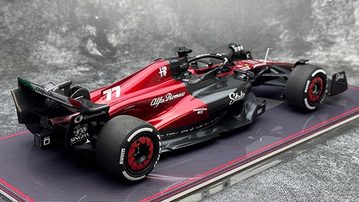 Alfa Romeo F1 C42 – #77 Valtteri Bottas Bahrain GP Edition&nbsp;1:18 Scale Model by Kilo NZG (Alloy Shell + Display Base Cover)