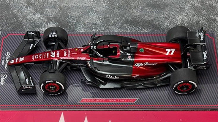 Alfa Romeo F1 C42 – #77 Valtteri Bottas Bahrain GP Edition&nbsp;1:18 Scale Model by Kilo NZG (Alloy Shell + Display Base Cover)
