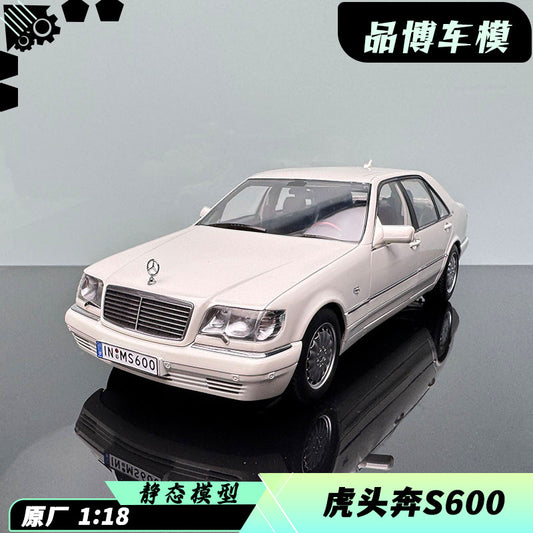 1/18 original 1990 Mercedes-Benz S600 W140 Tiger Head Benz White diecast car model classic car