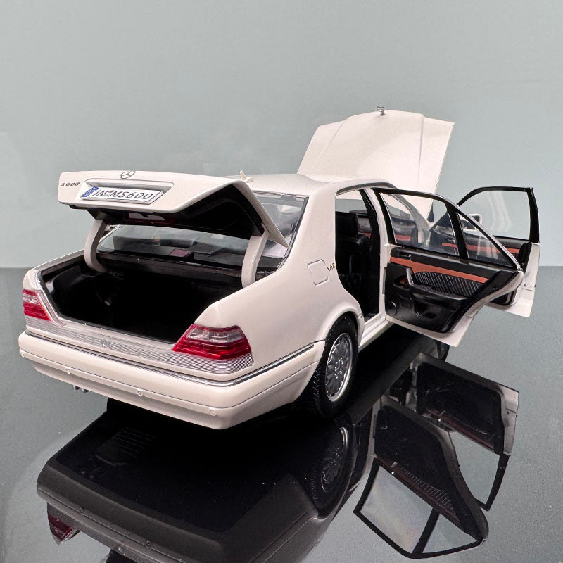 1/18 original 1990 Mercedes-Benz S600 W140 Tiger Head Benz White diecast car model classic car