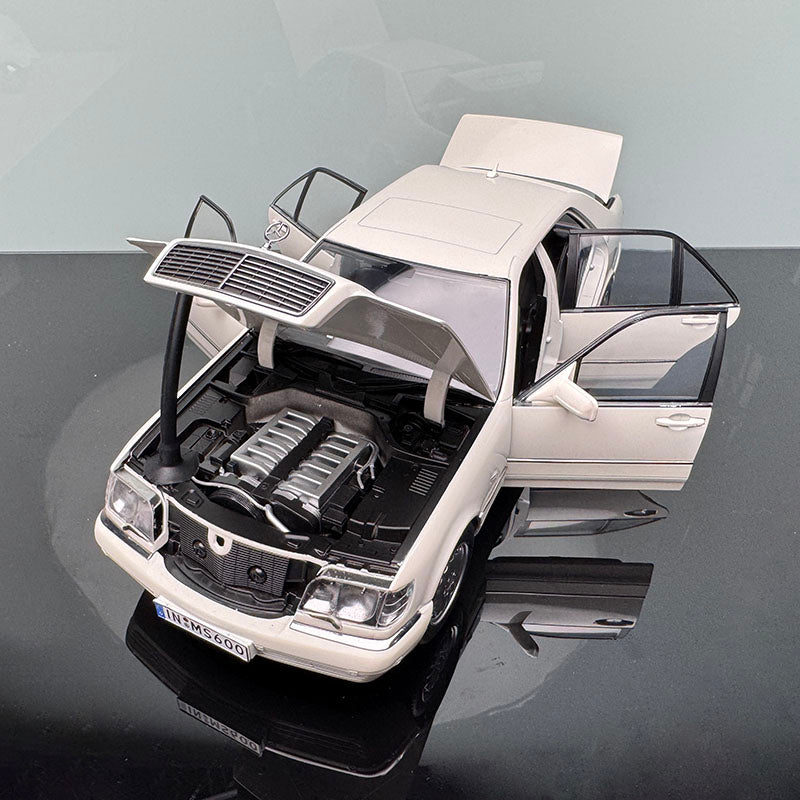 1/18 original 1990 Mercedes-Benz S600 W140 Tiger Head Benz White diecast car model classic car