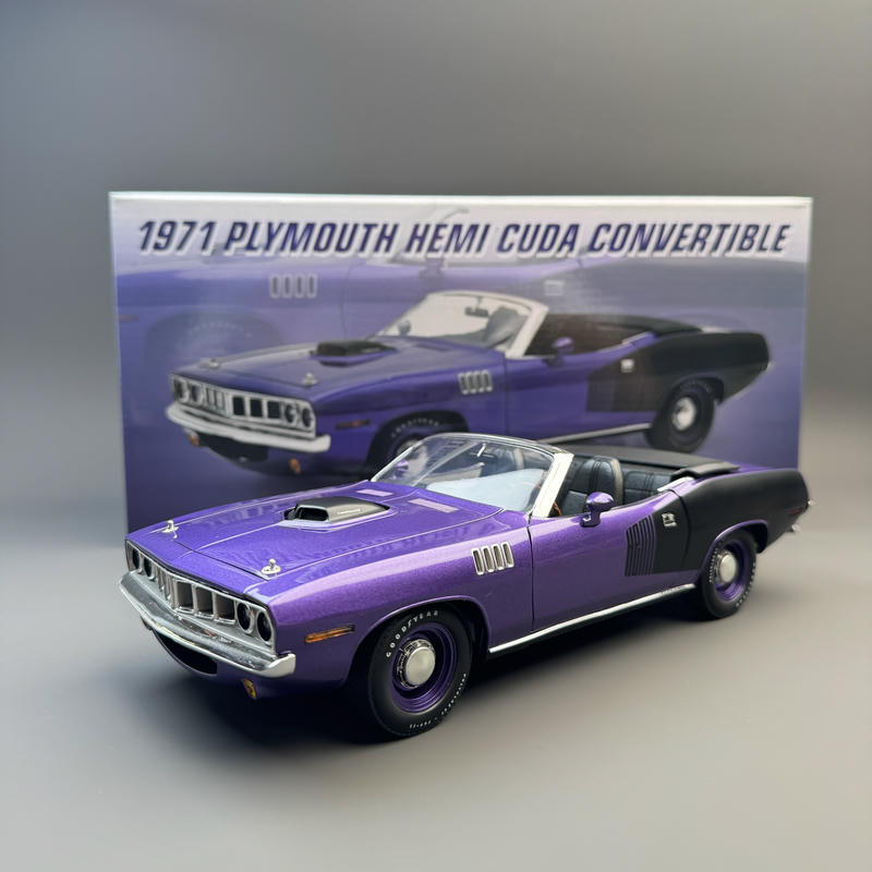 ACME 1971 Plymouth HEMI 'Cuda Convertible 1:18 Diecast Model Car – Purple