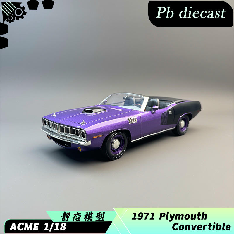 ACME 1971 Plymouth HEMI 'Cuda Convertible 1:18 Diecast Model Car – Purple