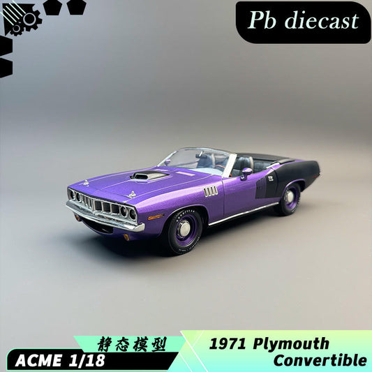 ACME 1971 Plymouth HEMI 'Cuda Convertible 1:18 Diecast Model Car – Purple