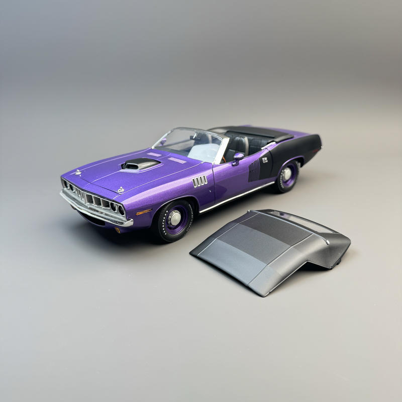 ACME 1971 Plymouth HEMI 'Cuda Convertible 1:18 Diecast Model Car – Purple