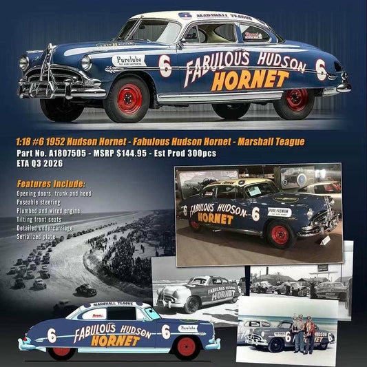 ACME 1:18 1952 Hudson Hornet “Marshall Teague” #6 Diecast Race Car