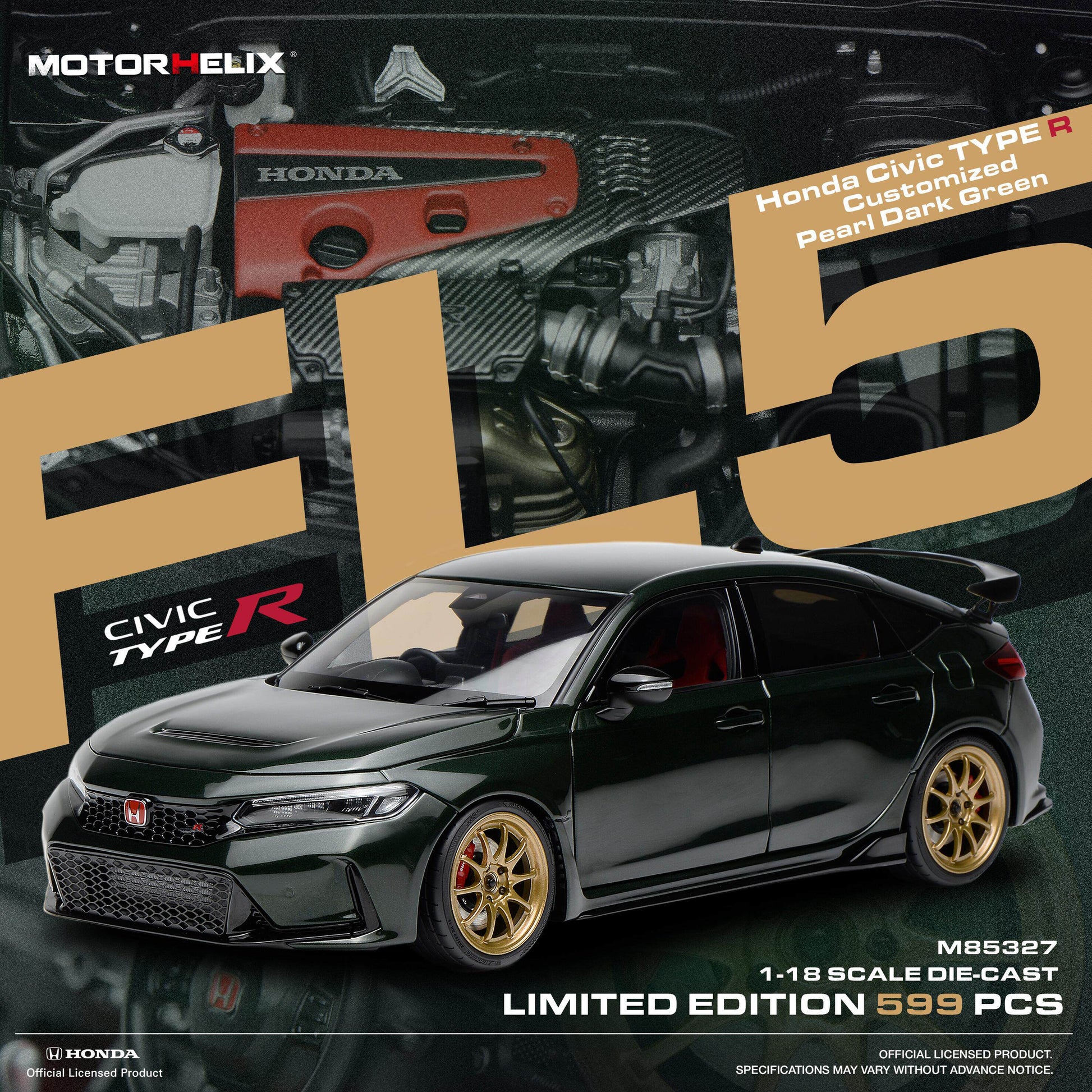 Motorhelix MH 1:18 Honda Civic Type R FL5 Diecast Model JDM