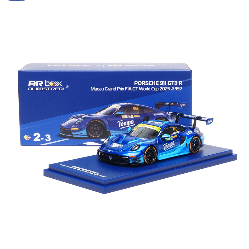 AR Box 1:64 Porsche 911 GT3R 2025 Macau FIA GT – Alloy Collectible Model Car